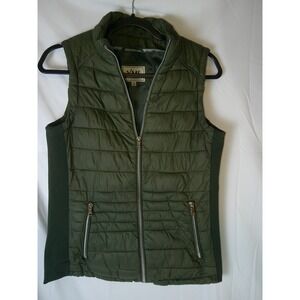 YMI Collection Womens Olive Green Puffer Vest Quilted Zipper Pockets Size L